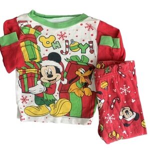 Disney Mickey Mouse Red Festive Christmas Pajama Pant Set